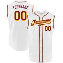Загрузить изображение в средство просмотра галереи, Custom White Crimson-Gold Authentic Sleeveless Baseball Jersey