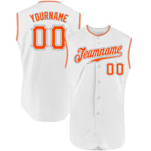 Laden Sie das Bild in den Galerie-Viewer, Custom White Orange-Gray Authentic Sleeveless Baseball Jersey