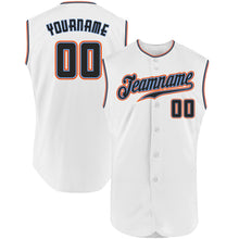 Laden Sie das Bild in den Galerie-Viewer, Custom White Black-Orange Authentic Sleeveless Baseball Jersey