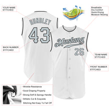 Laden Sie das Bild in den Galerie-Viewer, Custom White Silver-Black Authentic Sleeveless Baseball Jersey