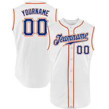 Laden Sie das Bild in den Galerie-Viewer, Custom White Royal-Orange Authentic Sleeveless Baseball Jersey