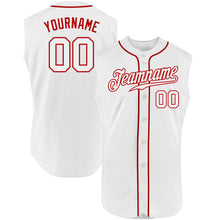 Laden Sie das Bild in den Galerie-Viewer, Custom White White-Red Authentic Sleeveless Baseball Jersey