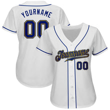 Laden Sie das Bild in den Galerie-Viewer, Custom White Royal-Gold Authentic Baseball Jersey