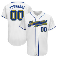 Laden Sie das Bild in den Galerie-Viewer, Custom White Royal-Gold Authentic Baseball Jersey