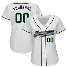 Laden Sie das Bild in den Galerie-Viewer, Custom White Green-Navy Authentic Baseball Jersey