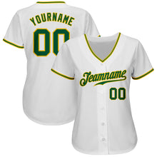 Laden Sie das Bild in den Galerie-Viewer, Custom White Kelly Green-Gold Authentic Baseball Jersey