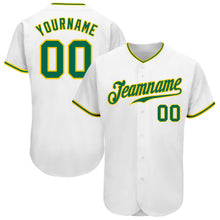 Laden Sie das Bild in den Galerie-Viewer, Custom White Kelly Green-Gold Authentic Baseball Jersey