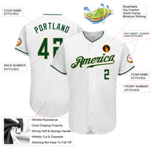 Laden Sie das Bild in den Galerie-Viewer, Custom White Green-Cream Authentic Baseball Jersey