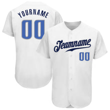 Laden Sie das Bild in den Galerie-Viewer, Custom White Blue-Navy Authentic Baseball Jersey