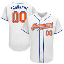 Load image into Gallery viewer, Custom White Orange-Royal Authentic Baseball Jersey