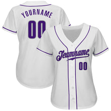 Laden Sie das Bild in den Galerie-Viewer, Custom White Purple-Gray Authentic Baseball Jersey