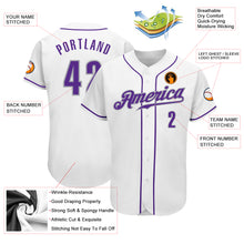 Laden Sie das Bild in den Galerie-Viewer, Custom White Purple-Gray Authentic Baseball Jersey