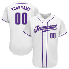 Laden Sie das Bild in den Galerie-Viewer, Custom White Purple-Gray Authentic Baseball Jersey