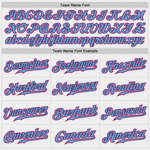 Laden Sie das Bild in den Galerie-Viewer, Custom White Pink-Light Blue Authentic Baseball Jersey