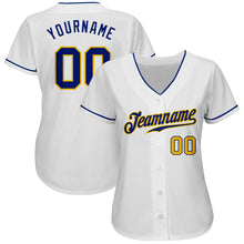 Charger l'image dans la galerie, Custom White Royal-Gold Authentic Baseball Jersey