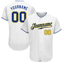 Charger l'image dans la galerie, Custom White Royal-Gold Authentic Baseball Jersey