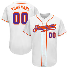 Laden Sie das Bild in den Galerie-Viewer, Custom White Purple-Orange Authentic Baseball Jersey