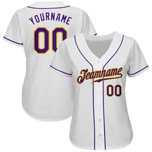 Загрузить изображение в средство просмотра галереи, Custom White Purple-Gold Authentic Baseball Jersey