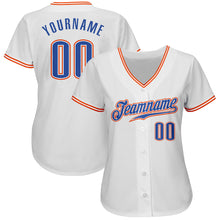 Laden Sie das Bild in den Galerie-Viewer, Custom White Blue-Orange Authentic Baseball Jersey