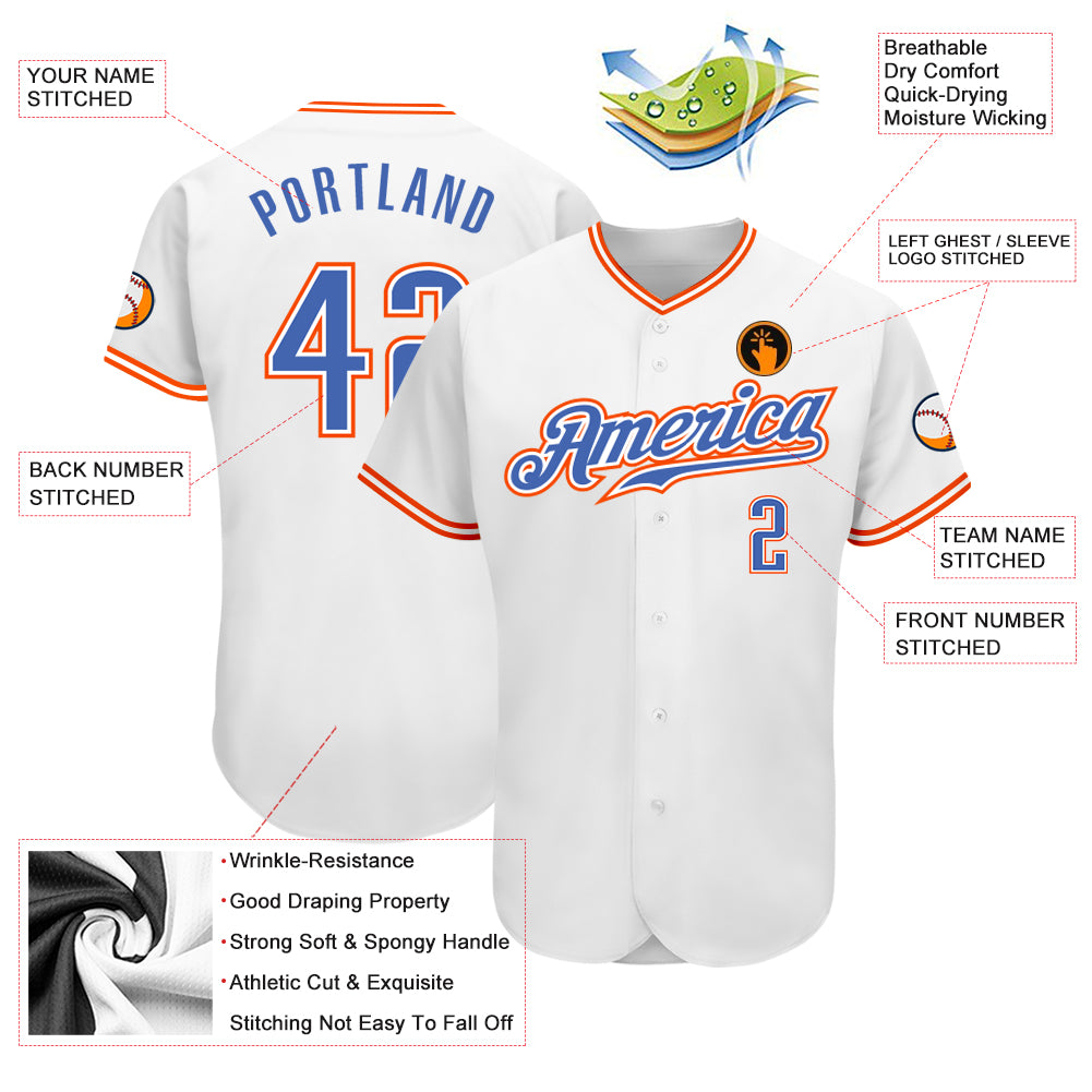 Cheap Custom White Blue-Orange Authentic Baseball Jersey Free Shipping –  CustomJerseysPro