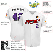 Laden Sie das Bild in den Galerie-Viewer, Custom White Purple-Red Authentic Baseball Jersey