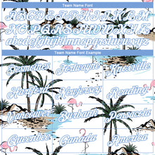 Загрузить изображение в средство просмотра галереи, Custom White White-Light Blue 3D Pattern Design Hawaii Palm Trees Performance T-Shirt