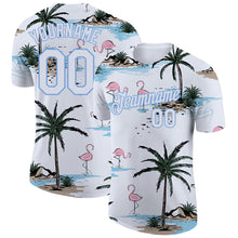 Загрузить изображение в средство просмотра галереи, Custom White White-Light Blue 3D Pattern Design Hawaii Palm Trees Performance T-Shirt