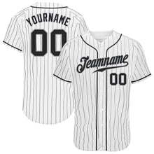 Charger l'image dans la galerie, Custom White Black Pinstripe Black-Gray Authentic Baseball Jersey