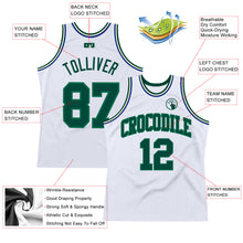 Load image into Gallery viewer, Custom White Green-Kelly Green Authentic Throwback Basketball Jersey