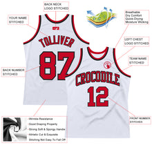 Загрузить изображение в средство просмотра галереи, Custom White Red-Black Authentic Throwback Basketball Jersey