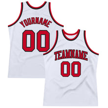 Загрузить изображение в средство просмотра галереи, Custom White Red-Black Authentic Throwback Basketball Jersey