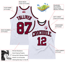 Charger l'image dans la galerie, Custom White Maroon-Black Authentic Throwback Basketball Jersey