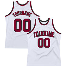 Charger l'image dans la galerie, Custom White Maroon-Black Authentic Throwback Basketball Jersey