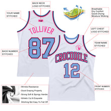 Загрузить изображение в средство просмотра галереи, Custom White Light Blue-Pink Authentic Throwback Basketball Jersey