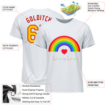 Загрузить изображение в средство просмотра галереи, Custom White Gold-Red Rainbow For Pride Month Love Is Love LGBT Performance T-Shirt