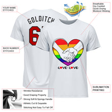 Загрузить изображение в средство просмотра галереи, Custom White Gold-Red Rainbow Colored Heart For Pride Month Love Is Love LGBT Performance T-Shirt