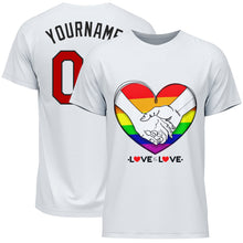 Загрузить изображение в средство просмотра галереи, Custom White Gold-Red Rainbow Colored Heart For Pride Month Love Is Love LGBT Performance T-Shirt