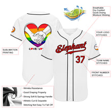 Laden Sie das Bild in den Galerie-Viewer, Custom White Red-Black Rainbow Colored Heart For Pride Month Love Is Love LGBT Authentic Baseball Jersey