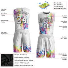 Laden Sie das Bild in den Galerie-Viewer, Custom White White-Black Round Neck Sublimation Basketball Suit Jersey