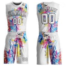 Laden Sie das Bild in den Galerie-Viewer, Custom White White-Black Round Neck Sublimation Basketball Suit Jersey