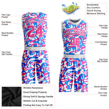 Загрузить изображение в средство просмотра галереи, Custom White Pink-Light Blue Music Festival Round Neck Sublimation Basketball Suit Jersey