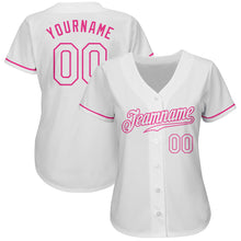 Laden Sie das Bild in den Galerie-Viewer, Custom White White-Pink Authentic Baseball Jersey
