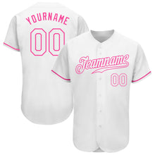 Laden Sie das Bild in den Galerie-Viewer, Custom White White-Pink Authentic Baseball Jersey
