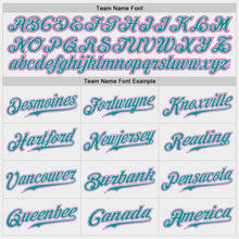 Laden Sie das Bild in den Galerie-Viewer, Custom White Teal-Pink Authentic Baseball Jersey
