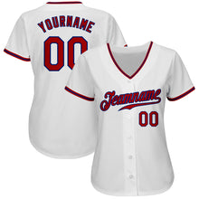 Load image into Gallery viewer, Custom White Red-Royal Authentic Baseball Jersey