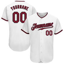 Laden Sie das Bild in den Galerie-Viewer, Custom White Crimson-Black Authentic Baseball Jersey