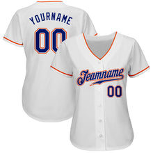 Laden Sie das Bild in den Galerie-Viewer, Custom White Royal-Orange Authentic Baseball Jersey