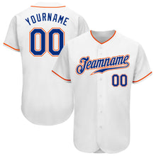 Laden Sie das Bild in den Galerie-Viewer, Custom White Royal-Orange Authentic Baseball Jersey