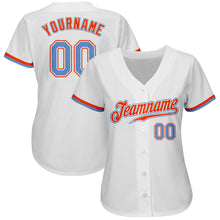 Laden Sie das Bild in den Galerie-Viewer, Custom White Powder Blue-Orange Authentic Baseball Jersey