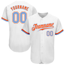 Laden Sie das Bild in den Galerie-Viewer, Custom White Powder Blue-Orange Authentic Baseball Jersey